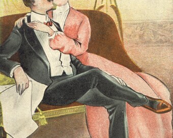 Antique 1908 Victorian Lovers Postcard ~ When you Marry Him Love Him