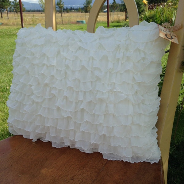 Ivory Ruffle Throw Pillow
