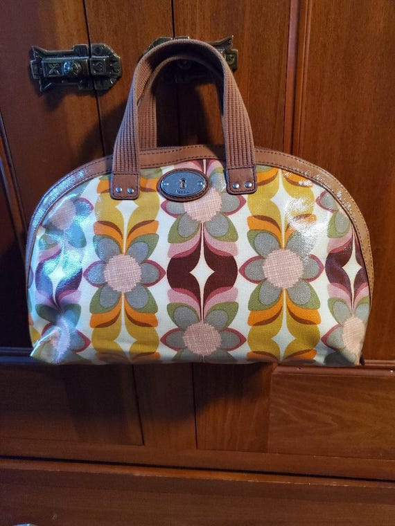 Fossil Key Per Dome Coated Canvas Purse Handbag P… - image 1