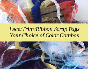 12 YARDS (25-30 Pieces) Lace Trim Grab Bag, Lace Scraps - Junk Journal, Scrapbooking, DIY Projects, Crafting, Sewing Pieces, Weddings