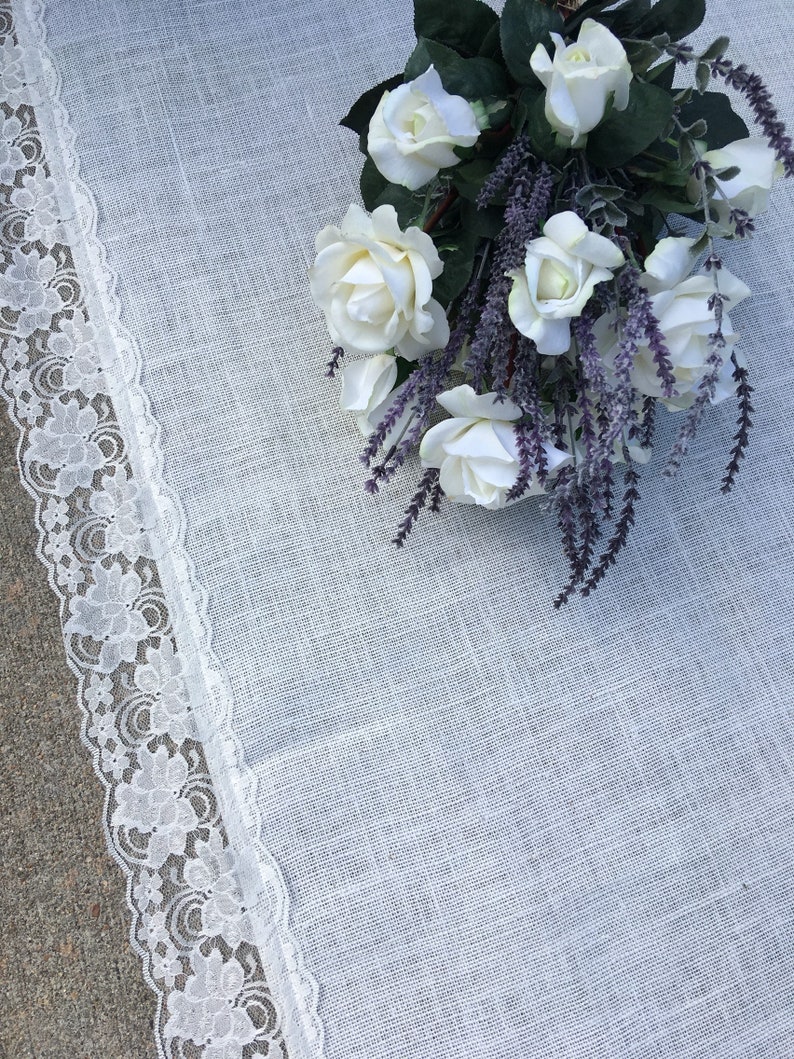 50 Ft Burlap And Lace Aisle Runner OFF WHITE Burlap IVORY Etsy