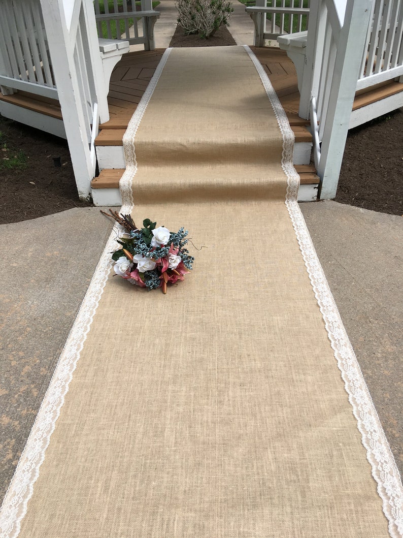 40 Ft Burlap and Lace Aisle Runner IVORY Lace Rustic Etsy