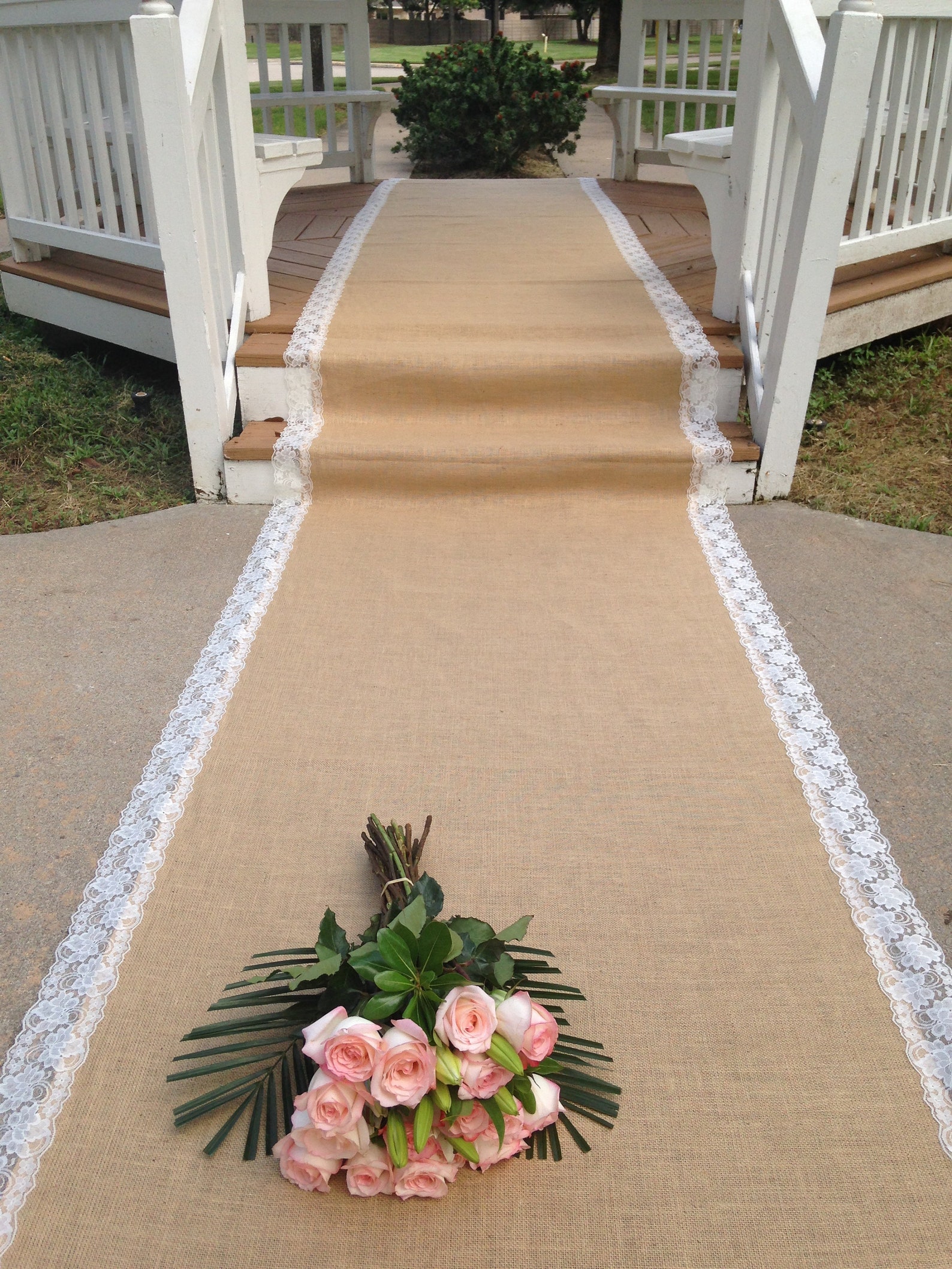 IVORY or WHITE Aisle Runner Burlap and Lace Aisle Runner Etsy