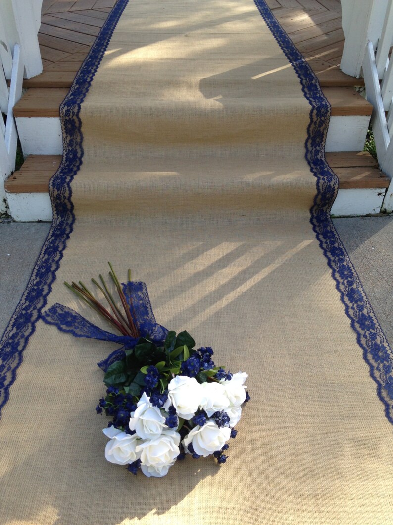 burlap and lace aisle runner