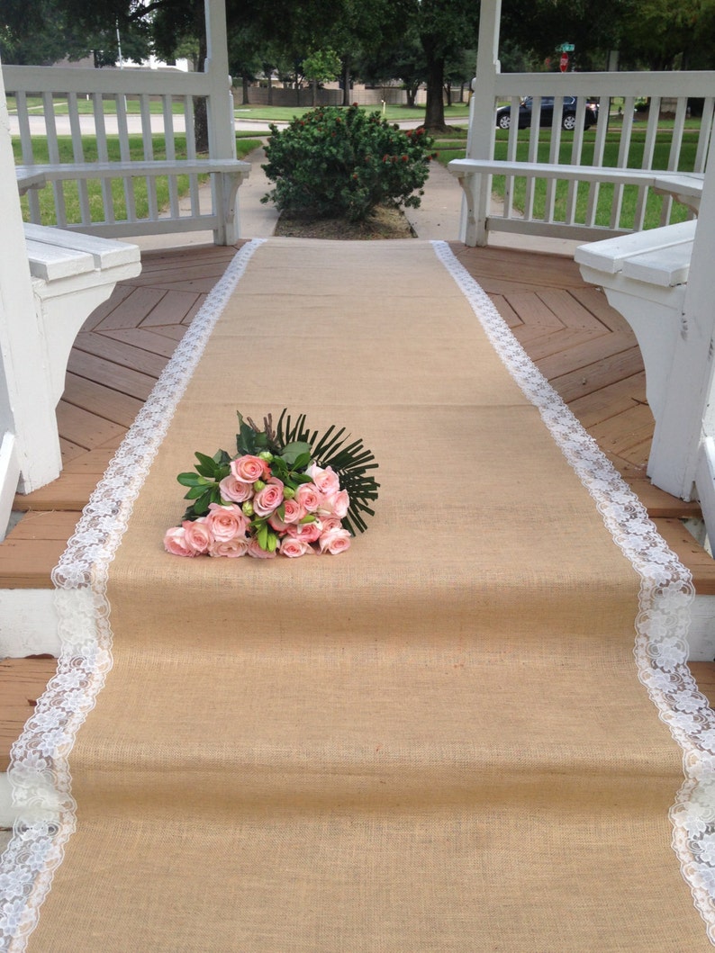 30 Ft Burlap and Lace Aisle Runner IVORY Lace Rustic Etsy