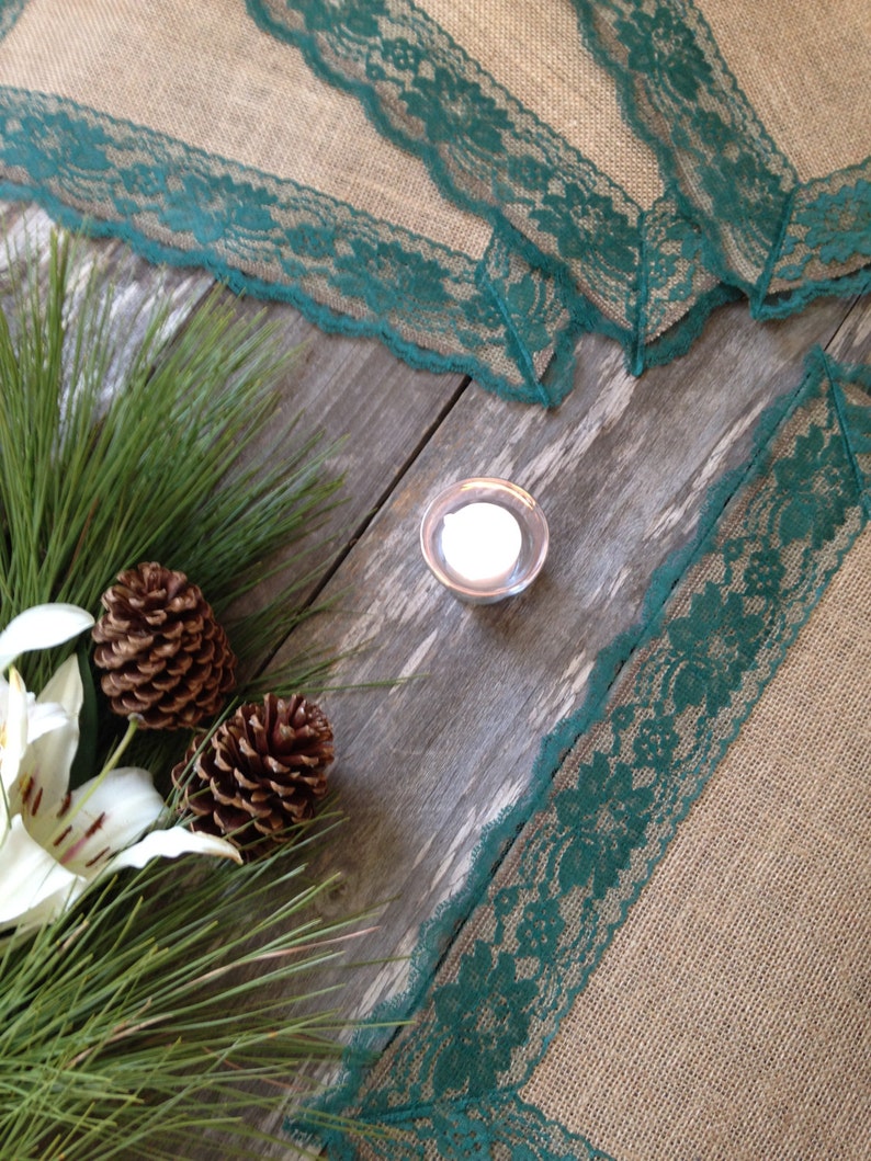 Burlap Placemats with DARK GREEN Lace Country Wedding Etsy