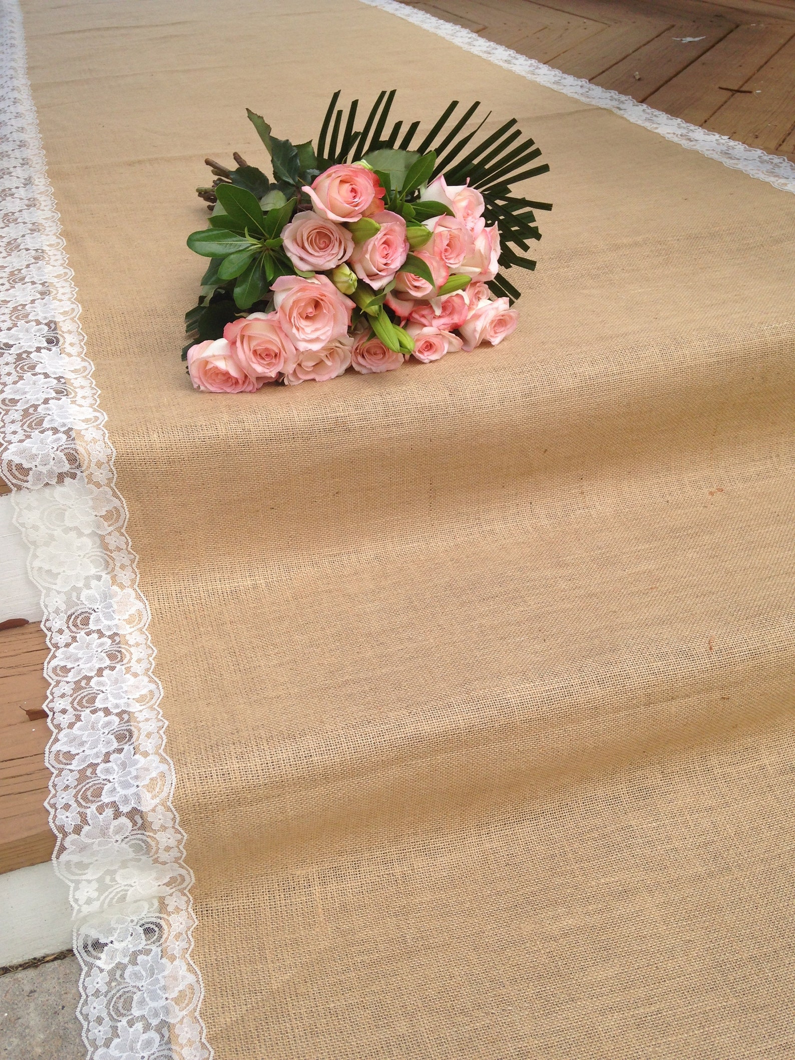 IVORY or WHITE Aisle Runner Burlap and Lace Aisle Runner Etsy