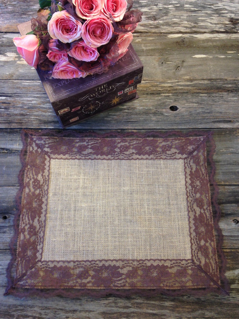Rustic Placemats Burlap and BROWN Lace Wedding Placemat Etsy