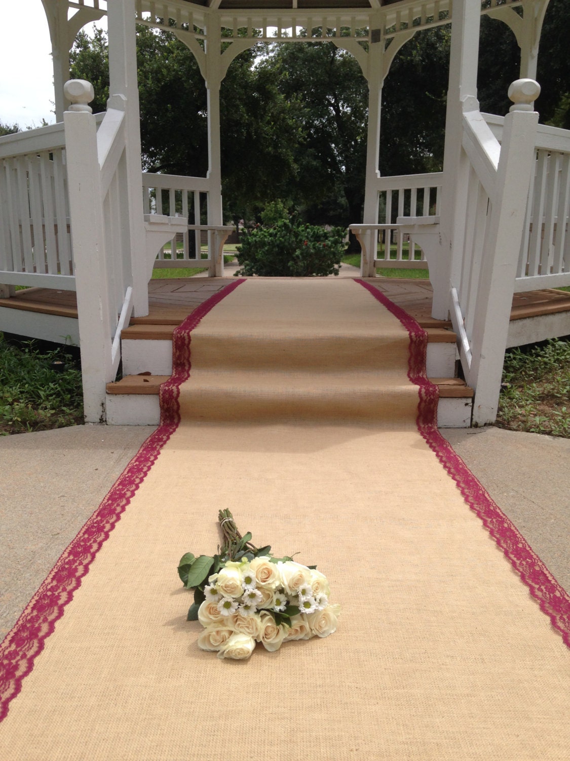 30 Ft Burlap And Lace Aisle Runner BURGUNDY RED WINE Lace Etsy