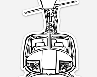 KillerBeeMoto: Illustration av vintage Bell UH-1 Iroquois Huey vinylklistermärke