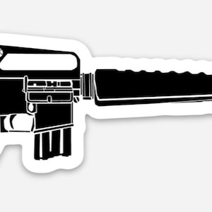 KillerBeeMoto: Vinyl Sticker of a Vietnam Era M16 Rifle Hand Drawn Illustration