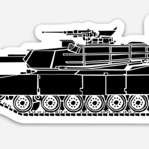 KillerBeeMoto: M1 Abrams Modern Tank Vinyl Sticker Hand Drawn Illustration
