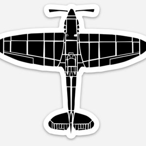 KillerBeeMoto: Vintage Supermarine Spitfire Fighter Plane Vinyl Sticker Illustration
