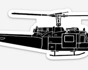 KillerBeeMoto: Illustration av vintage Bell UH-1 Iroquois Huey vinylklistermärke
