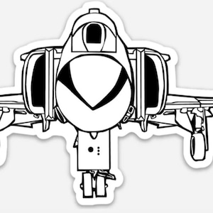 KillerBeeMoto: F4 Phantom Attack Jet Vinyl Sticker Pen and Ink Illustration