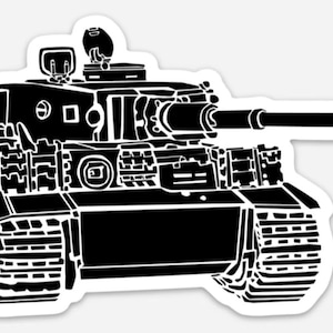 KillerBeeMoto: Vintage World War Two German Tiger Tank Vinyl Sticker Hand Drawn Illustration