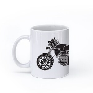KillerBeeMoto:   Limited Release 1980's Germanic Motorcycle "Flying Brick" Coffee Mug (White)