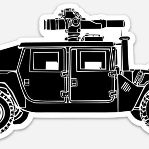 KillerBeeMoto: Humvee With TOW Missile Launcher Vinyl Sticker Hand Drawn Illustration