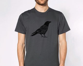 KillerBeeMoto: Black Crow Short Sleeve T-Shirt Black And White