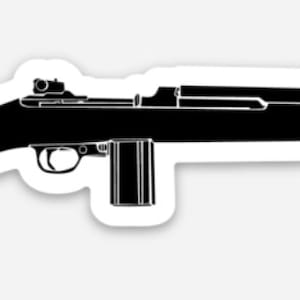 KillerBeeMoto: Vinyl Sticker of an M1 Carbine World War Two Rifle Hand Drawn Illustration
