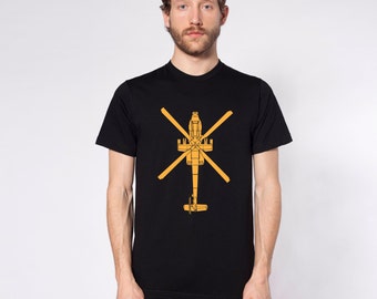KillerBeeMoto: AH-64 Apache Angriff Hubschrauber kurz oder langarm T-Shirt Cartoon Version