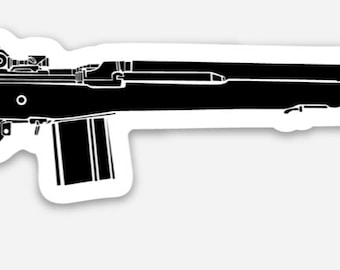 KillerBeeMoto: Vinyl Sticker of an M14 Battle Rifle Hand Drawn Illustration