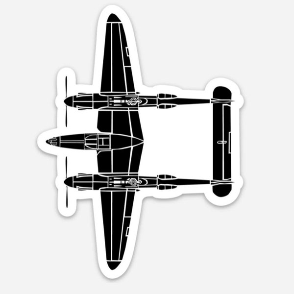 KillerBeeMoto: P-38 Lighting Fighter Aircraft Airplane Vinyl Sticker Illustration