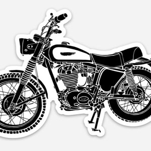 KillerBeeMoto: Vintage Italian Scrambler Motorcycle Vinyl Sticker Illustration