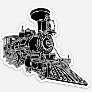 KillerBeeMoto: Vintage Train Engine Locomotive Vinyl Sticker Illustration