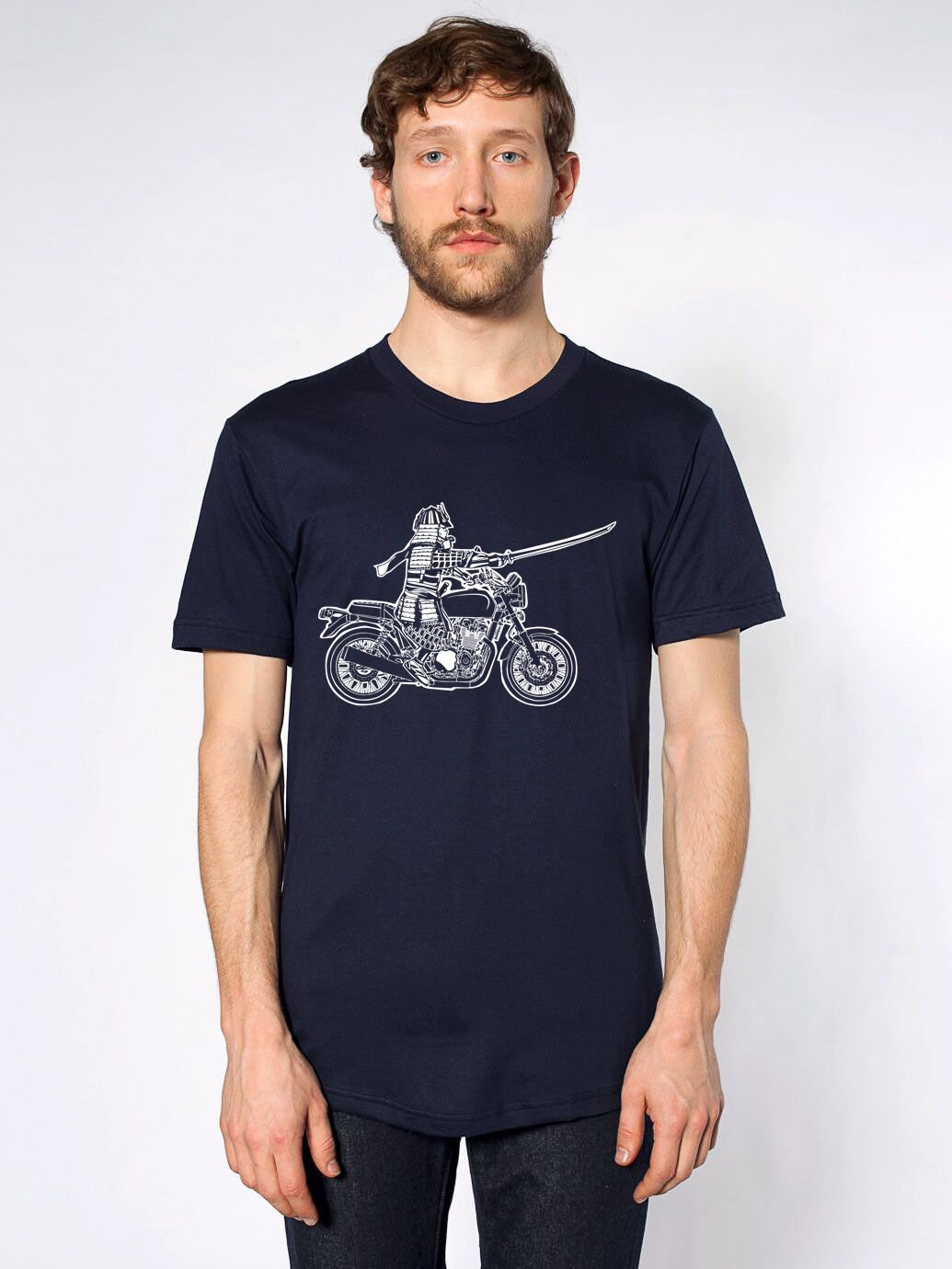 MOTOR by HIDEO MOTOIKE 麻シャツ ネイビー L Killerbeemoto: Samurai on Japanese Motorcycle Charging Short
