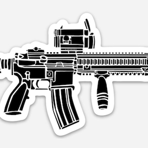 KillerBeeMoto: Vinyl Sticker of HK416 Carbine Hand Drawn Illustration