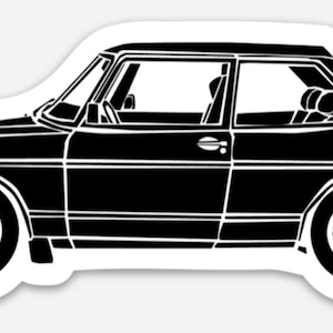 KillerBeeMoto: Vintage Saab 900S Vinyl Sticker Hand Drawn Illustration