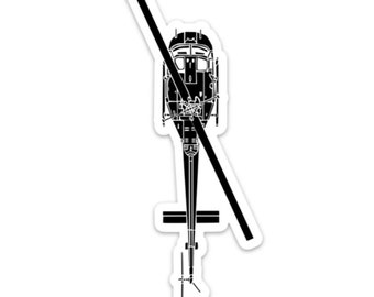 KillerBeeMoto: Illustration av vintage Bell UH-1 Iroquois Huey vinylklistermärke
