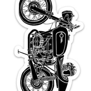 KillerBeeMoto: Vintage German Motorcycle Cafe Racer With Helmet Vinyl Sticker Illustration