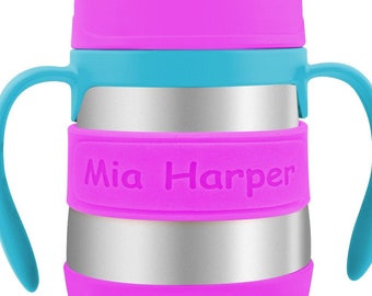 PACK of 2 Personalized Baby Bottle Labels / Sippy Cup Labels / Silicone Name Bands / Water Bottle Labels