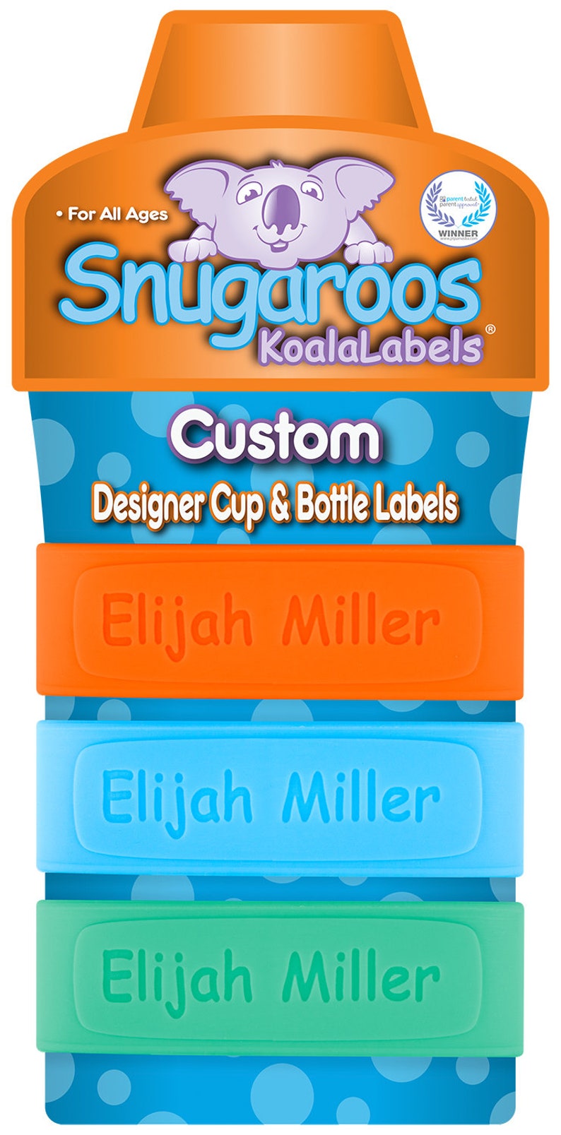 PACK of 3 Personalized Daycare Labels / Baby Bottle Labels / Sippy Cup Labels / Silicone Band Labels image 2