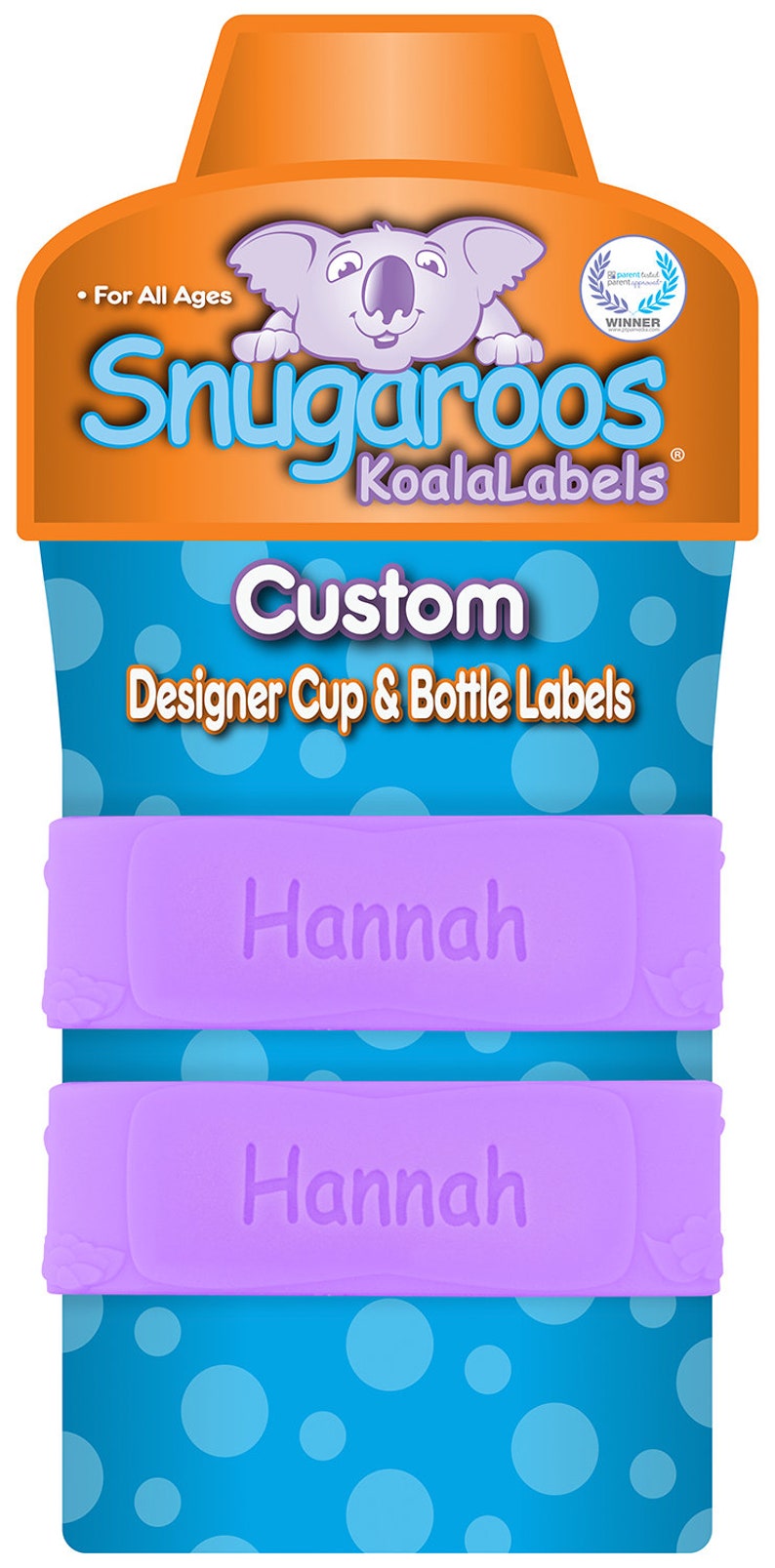 PACK of 2 Personalized Baby Bottle Labels / Sippy Cup Labels / Silicone Name Bands / Water Bottle Labels image 3