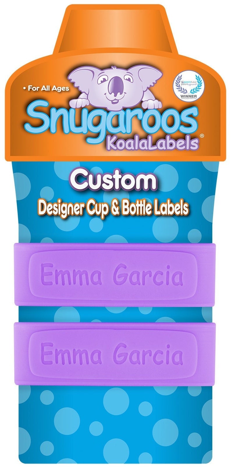 PACK of 2 Personalized Daycare Labels / Baby Bottle Labels / Sippy Cup Labels / Water Bottle Labels Lollipop Purple