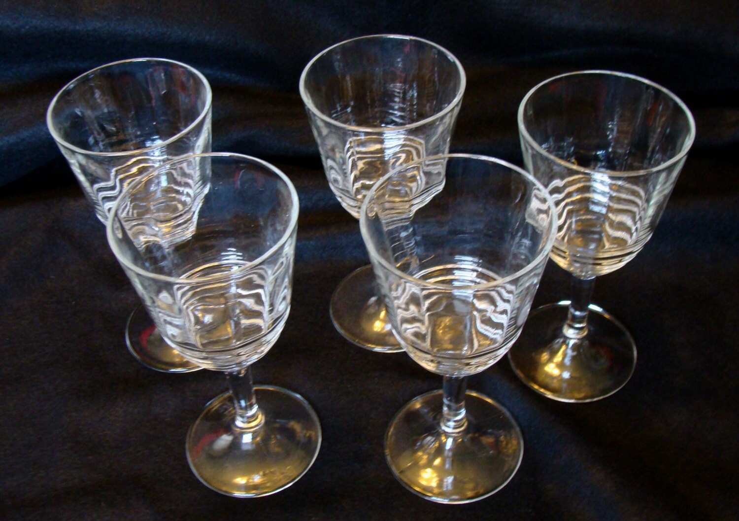 Depression Era Clear Ribbed Stemware 5 Wine Glasses Etsy