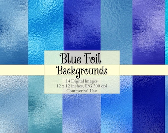 Blue Foil Digital Paper, Foil Textures, Shimmer, Printable Backgrounds Digital Glam Navy Blue, Light Blue Metallic Foil Background, Weddings