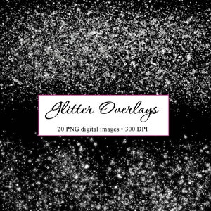 Silver Glitter Overlays, Glitter Confetti Overlays, PNG format, glitter clipart, magic dust shimmer clip art, digital download