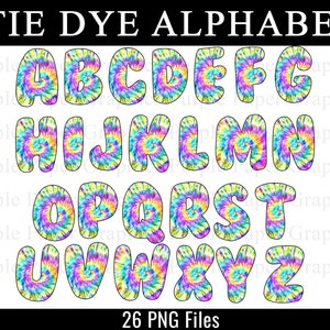 Tie Dye Alphabet Clipart INSTANT DOWNLOAD Clip Art Not a - Etsy