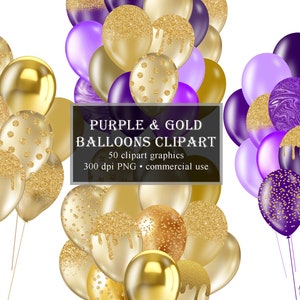 Purple And Silver Balloons Clipart Glitter Balloon Png Etsy
