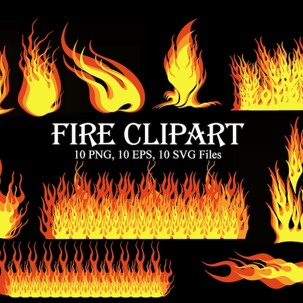 Fire And Flames Vector Set | INSTANT DIGITAL DOWNLOAD | svg | eps | png | Clipart