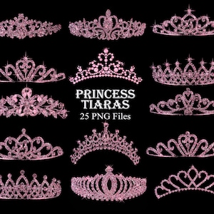 Tiara Princess Clipart, Pink Diamond Clip Art, INSTANT DOWNLOAD, Princess Crown, Royal Crown Clip Art pour usage personnel et commercial