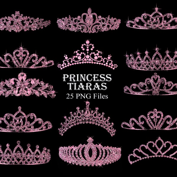 Tiara Princess Clipart, Pink Diamond Clip Art, INSTANT DOWNLOAD, Princess Crown, Royal Crown Clip Art for Personal and Commercial Use