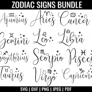 Zodiac Signs SVG Bundle, Astrologie Signes SVG, Zodiac Symbols SVG, Constellation Signs, Astrologie, Horoscope, Cut File Cricut, Silhouette
