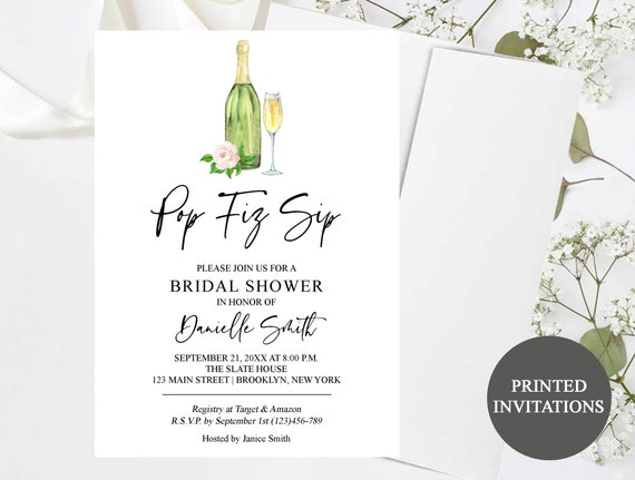 Bridal Shower Invitation Pop Clink Sip 106 Printed Bridal | Etsy
