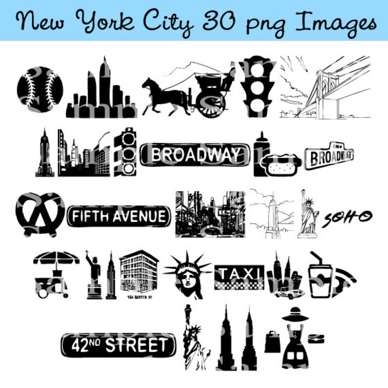 Taxi Cab Graphics Clipart Digital Clip Art Scrapbooking Personal and Commercial Use New York City Clip art INSTANT DOWNLOAD Manhattan