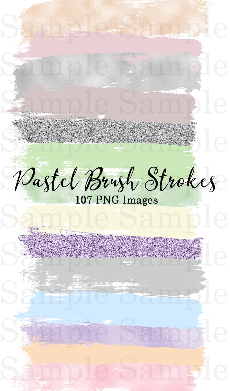 Pastel Brush Strokes Clip Art #41 Graphic Elements Hand Painted Colors 107 PNG Images Glitter and Foil Graphic Design Clipart
